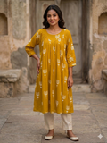 Pure cotton feeding top bottom set yellow