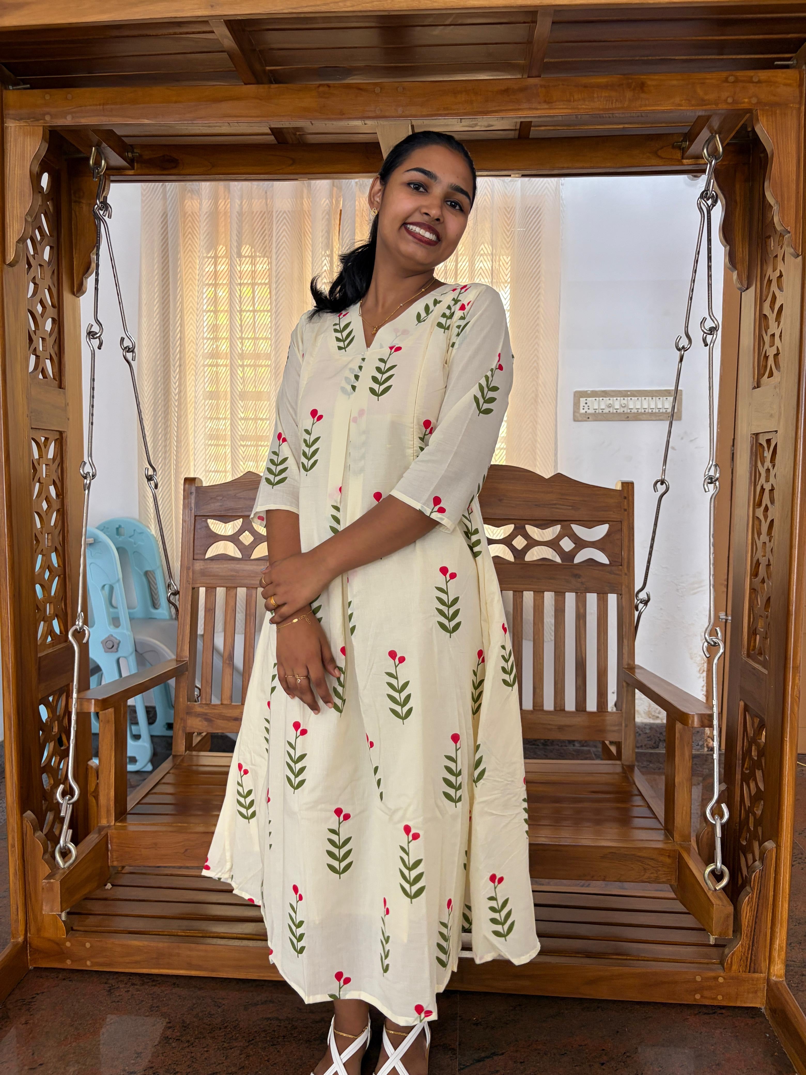 Pure cotton pink blossom feeding Kurti -025