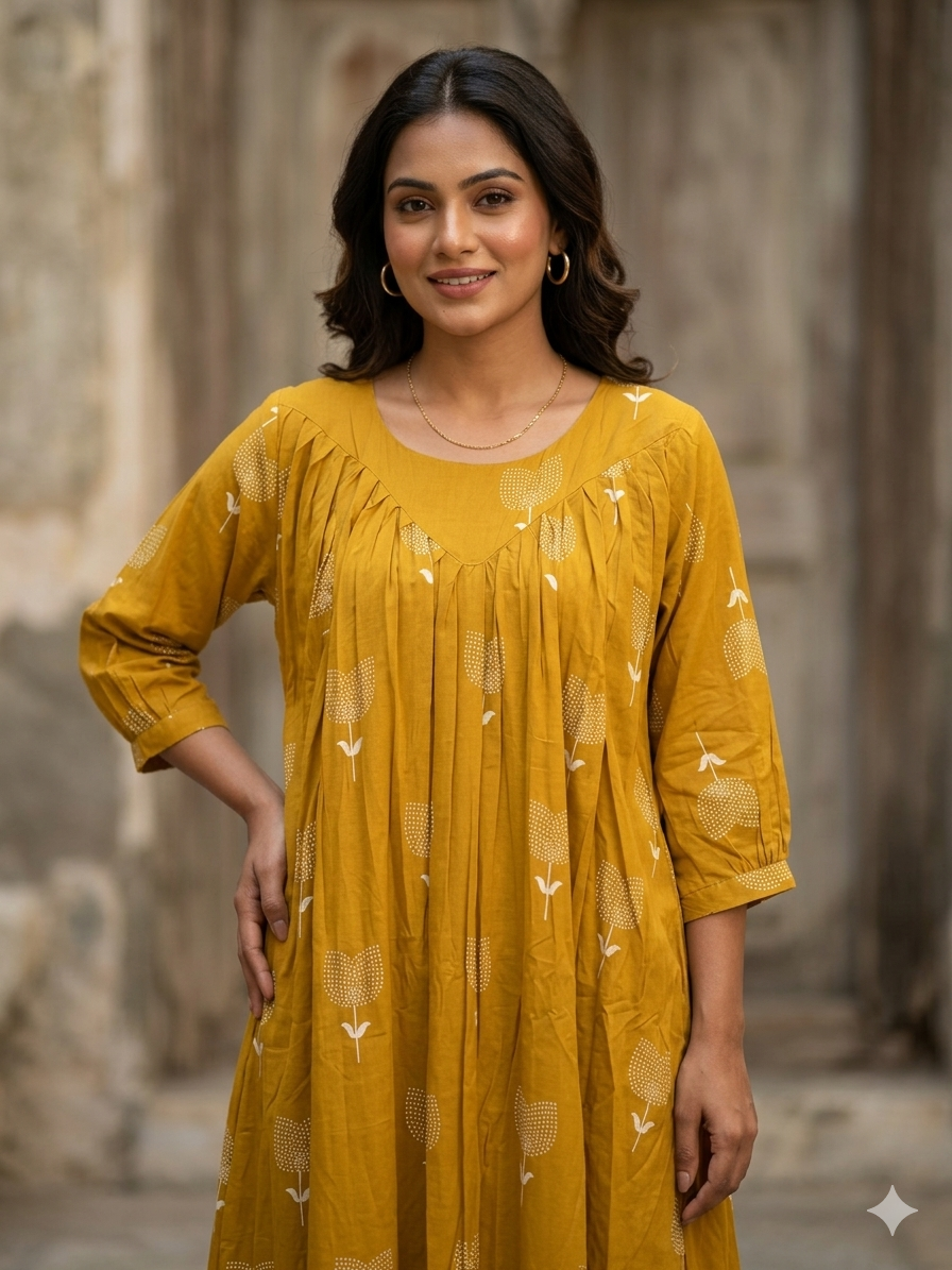 Pure cotton feeding top bottom set yellow