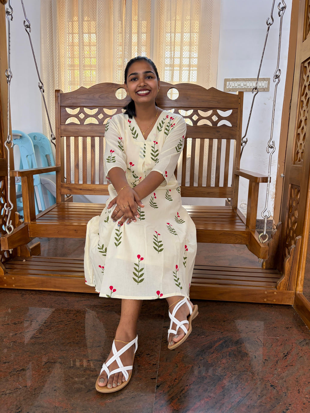 Pure cotton pink blossom feeding Kurti -025
