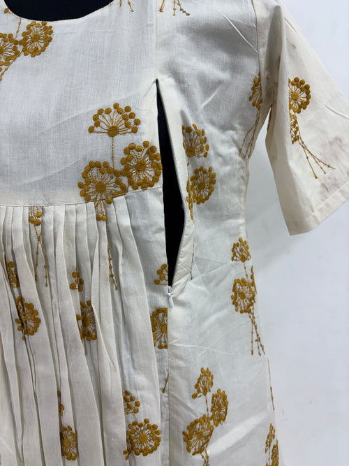 Cotton thread embroidery feeding Kurti